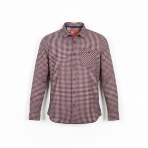 Quechua Shirt Mens Large Red Plaid Check Button Up Long Sleeve Hiking Arpenaz
